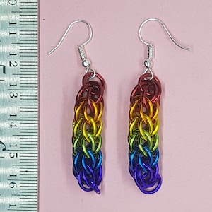 Rainbow-Pattern Chainmail Earrings