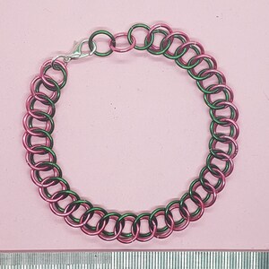 Pink and Green Half-Persian Chain Bracelet