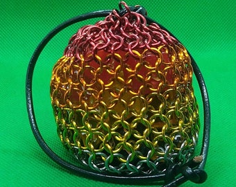 Fire Pattern Chain Mail Dice Bag