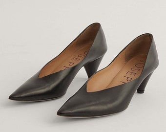 JOSEPH Schwarze Lederschuhe spitz und Kegelabsatz UK 5 Eur 38 US 7.5