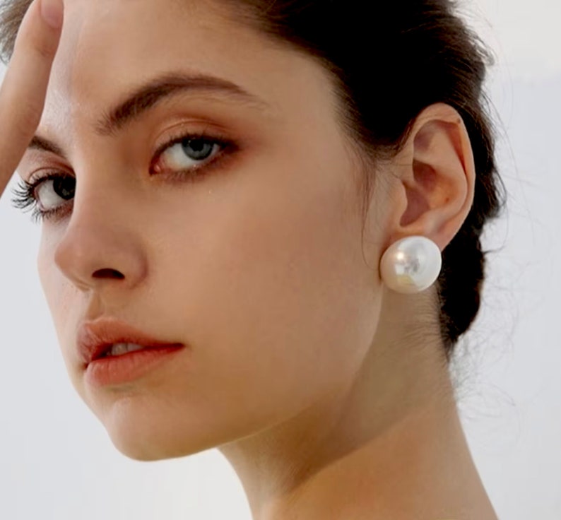 20 Mm Elegant Classic Extra Large Pearl Stud Earrings Big Pearl