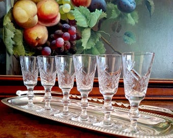 Juego de 6 copas vintage de licor, oporto y jerez, vasos de vodka