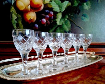 Juego de 6 vasos vintage de licor, oporto, jerez y vodka.