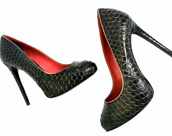 ドルチェ＆ガッバーナ プリントレザーパンプス ヒール ユーロ37