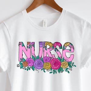 Floral Nurse PNG: T-Shirt Design, Nurse Life (Digital Download)