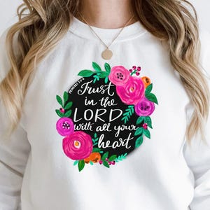 Trust In The Lord PNG: Floral Christian Quote (Digital Download)