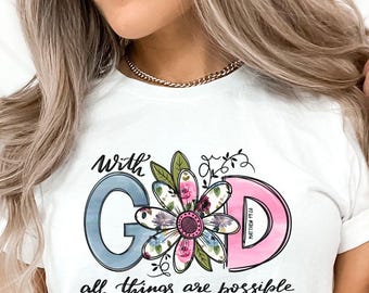 Med Gud är allt möjligt png digital design, kristen jesus solros png, tro religiös skrift png, inspirerande