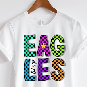 Go Eagles Mascot PNG: Retro Checkered School Spirit Design (Digital Download)