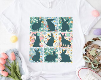 Diseño digital PNG de conejito de primavera, sublimación de conejito de Pascua, conejitos de Pascua felices, camiseta floral de Pascua, animales de granja