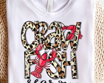 Crawfish Season PNG Digital Design, crawfish boil png, funny louisiana crawfish png, southern mardi gras png, leopard summer png