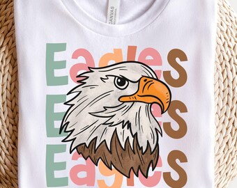 Conception numérique de mascotte d'aigle PNG, go eagles png, mascotte de football preppy png, maman de sport de basket-ball png, esprit d'équipe le jour du match png