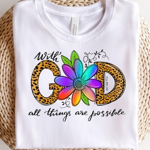 Leopard Christian PNG: Sunflower Bible Verse Design (Digital Download)