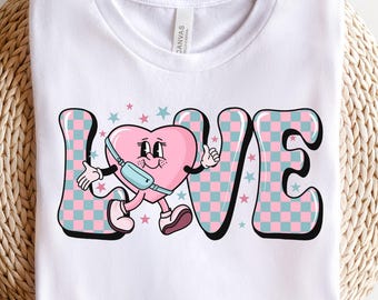 Groovy Valentine Heart PNG: Love Sublimation Design (Digital Download)