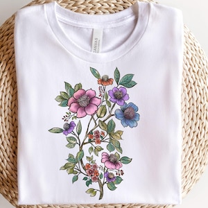 Spring flowers png digital design, purple flower bouquet png, flower shirt wildflower png, sublimation trendy summer png