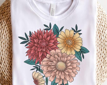 Ramo floral retro PNG: Flores primaverales coloridas (descarga digital)