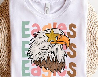 Conception numérique de mascotte d'aigle PNG, go eagles png, mascotte de football preppy png, maman de sport de basket-ball png, esprit d'équipe le jour du match png