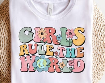 Girls rule the world png digital design, motivational feminist mothers day png, retro mama girl power png, sublimation design