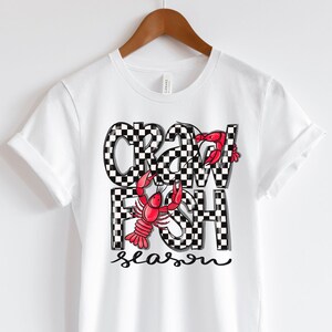 Crawfish season png digital design, funny crawfish sublimation png, louisiana summer checkered png, retro summer tshirt png, southern image 4