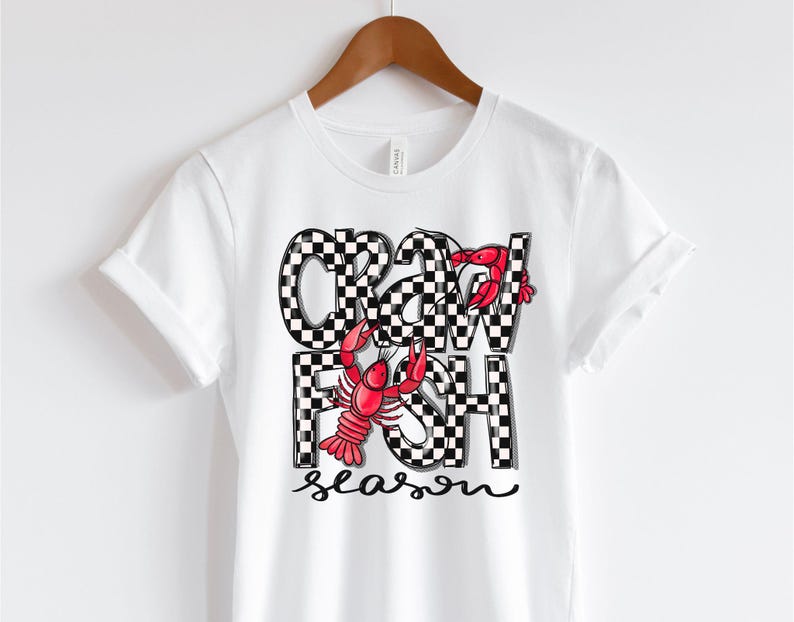 Crawfish season png digital design, funny crawfish sublimation png, louisiana summer checkered png, retro summer tshirt png, southern image 4