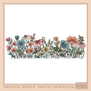 Watercolor wildflowers PNG, raising wildflowers png, colorful wildflowers png, wildflowers watercolor png, sublimation design, botanical png