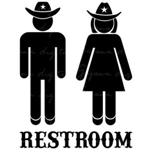 Funny Restroom Sign SVG: Cowboy Bathroom Humor Design (Digital Download)