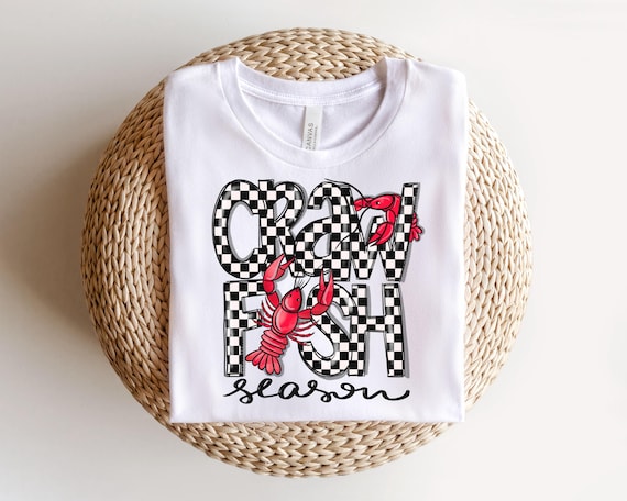 Crawfish season png digital design, funny crawfish sublimation png, louisiana summer checkered png, retro summer tshirt png, southern
