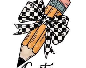 Diseño digital PNG personalizado para maestros, agradecimiento a maestros de jardín de infantes PNG, regalo personalizado para maestros PNG, lazo de lápiz coqueto PNG