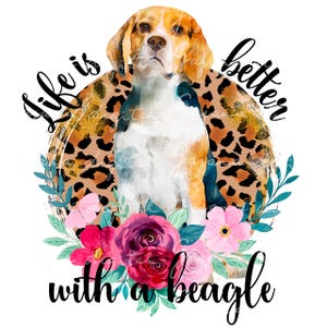 Watercolor Beagle PNG: Floral Dog Mom Design (Digital Download)