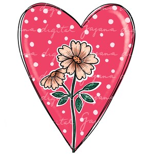 Corazón floral PNG, Día de San Valentín PNG, Descarga digital, Corazón de flores PNG, Corazón con flores, Regalo para ella, Corazón de San Valentín, Floral retro