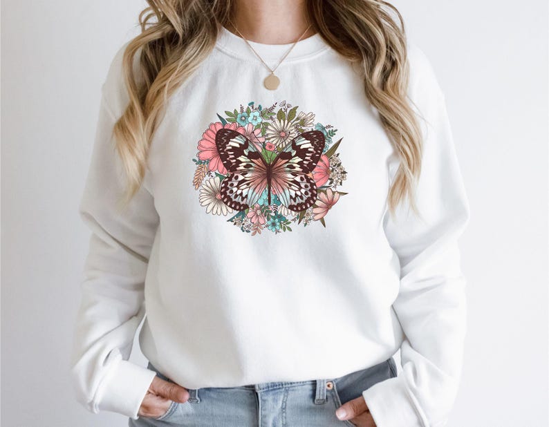 Mariposa floral bohemia PNG: Diseño de sublimación de verano (descarga digital) imagen 5
