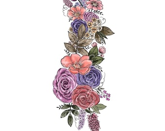 Watercolor Floral Bouquet PNG: Colorful Flowers Clipart (Digital Download)