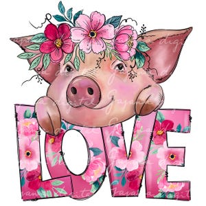 Cute Pig PNG – Funny Love Pig Design, Farm Life and Farm Animals, Valentines Day T-Shirt, Funny Valentine, Pig Sublimation, Digital Download