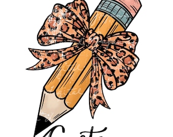 Lazo de lápiz con diseño digital PNG, nombre de profesor personalizado PNG, regalo de lápiz personalizado PNG, camiseta con nombre personalizado PNG, lazo de lápiz para profesor PNG