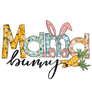 Mama Bunny PNG: Happy Easter Floral Design (Digital Download)