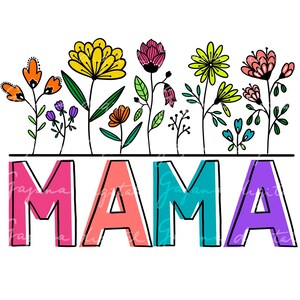 Floral Mama PNG: Retro Flower Drawing (Digital Download)