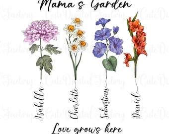 Custom Birth Month Flowers PNG: Personalized Family Gift (Digital Download)