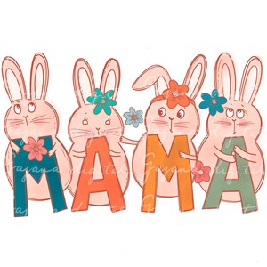 Mama Easter PNG – Retro Mama Bunny & Happy Easter Design for Mom Life, Mothers Day Shirts, Mama Bunny Sublimation