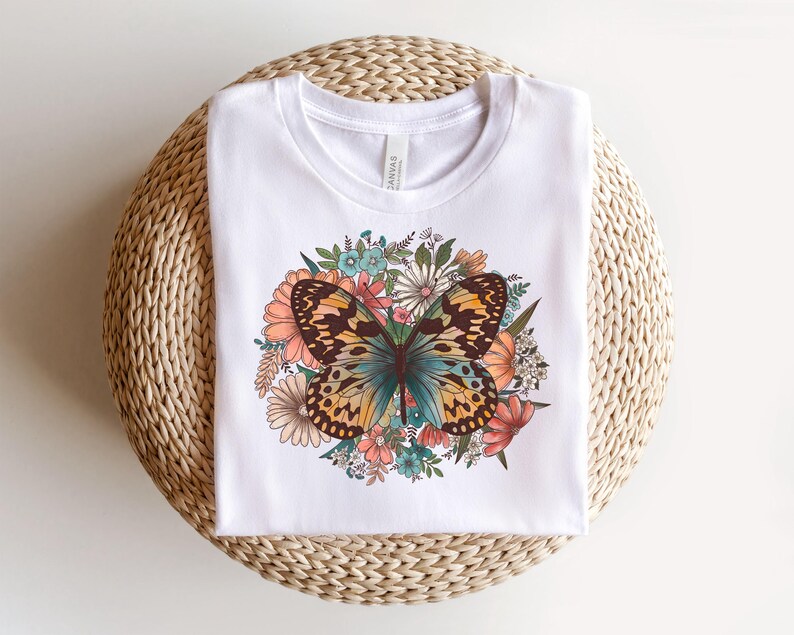 Floral Butterfly PNG Digital Design, wildflower bouquet png, spring botanical png, floral mama flowers png, mothers day wedding bouquet image 3