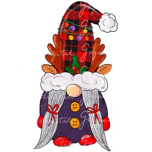 Christmas Plaid Gnome PNG: Whimsical Winter Design (Digital Download)