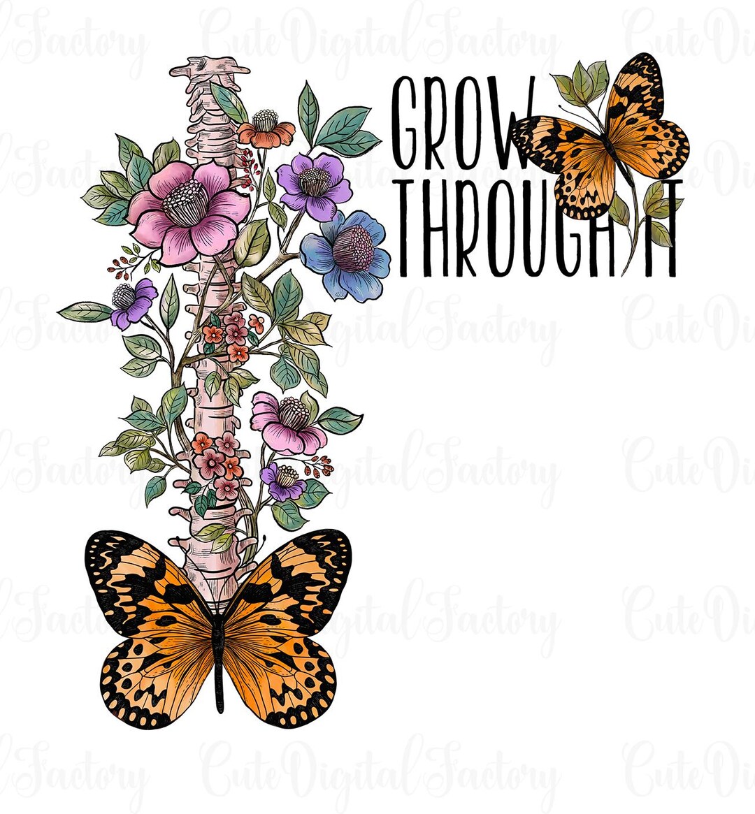 Grow Through It PNG Digital Design, Spring Wildflower Flowers Png ...