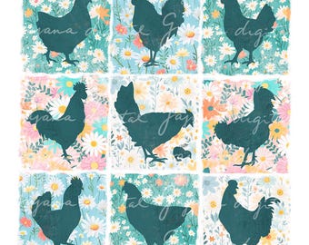Diseño digital PNG de pollo floral, pollo lindo y divertido PNG, mamá gallo floral PNG, camiseta para amantes de los pollos, sublimación de animales de granja, primavera