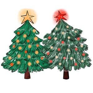 Hand-Drawn Christmas Tree PNG: Holiday Lights (Digital Download)