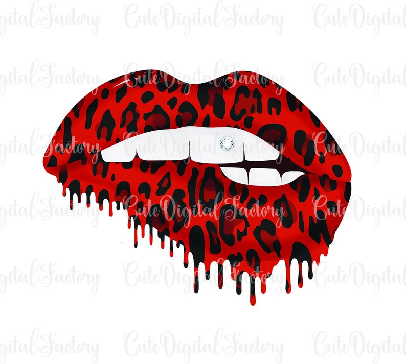 Download Dripping Lips Diamond Lips Sublimation Of Lips Red Leopard ...
