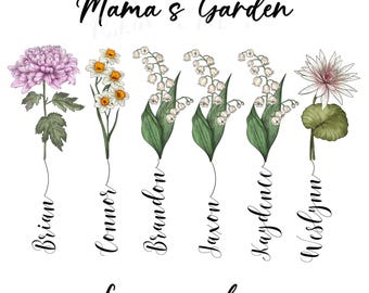 Flor PNG personalizada del mes de nacimiento: Jardín familiar personalizado (descarga digital)