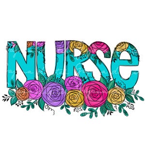 Floral Nurse PNG: Retro Flower Design (Digital Download)