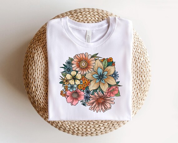Retro flower png digital design, spring wildflower bouquet png, mothers day tshirt design png, digital sublimation design png, spring