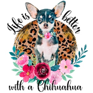 Floral Chihuahua PNG: Watercolor Dog Lover Design (Digital Download)