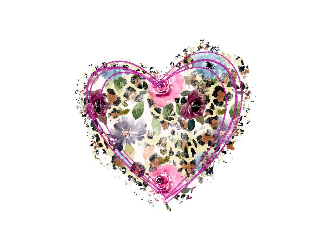 Watercolor Floral Heart Sublimation Instant Download PNG Valentines Day ...
