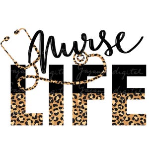 Leopard Nurse Life PNG: Western Sublimation Design (Digital Download)