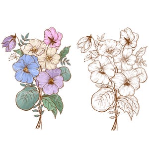 Februari Violet Flower PNG: geboortemaand bloemdessin (digitale download)